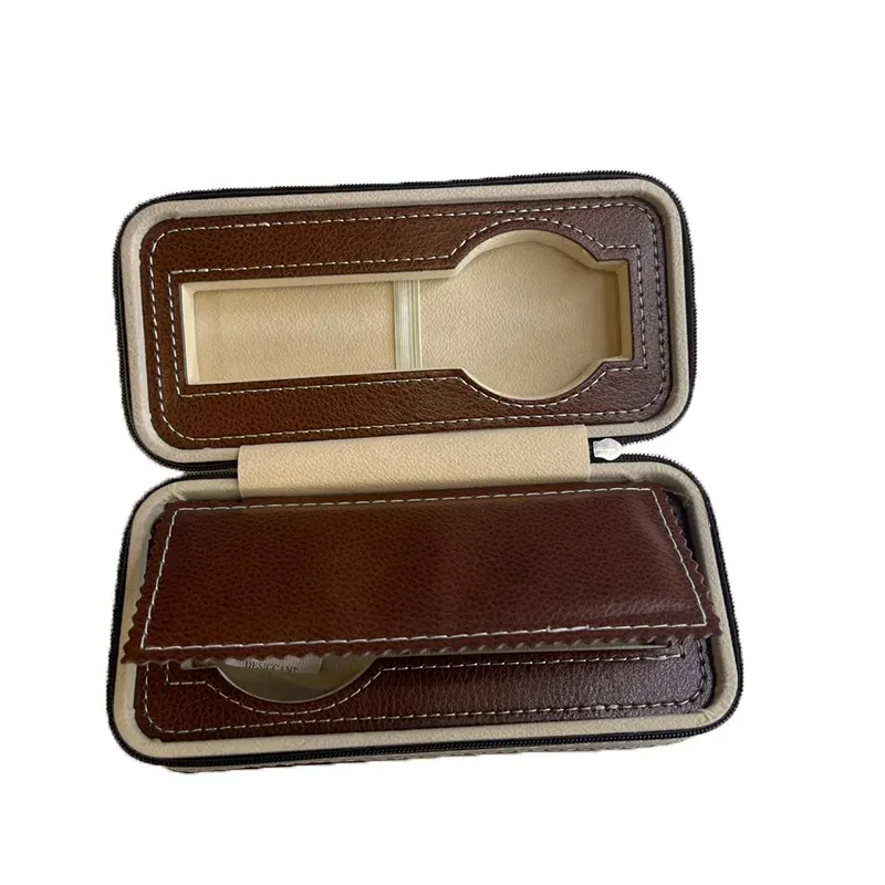 2 SLot Brown Leather Watch Box Premium Quality